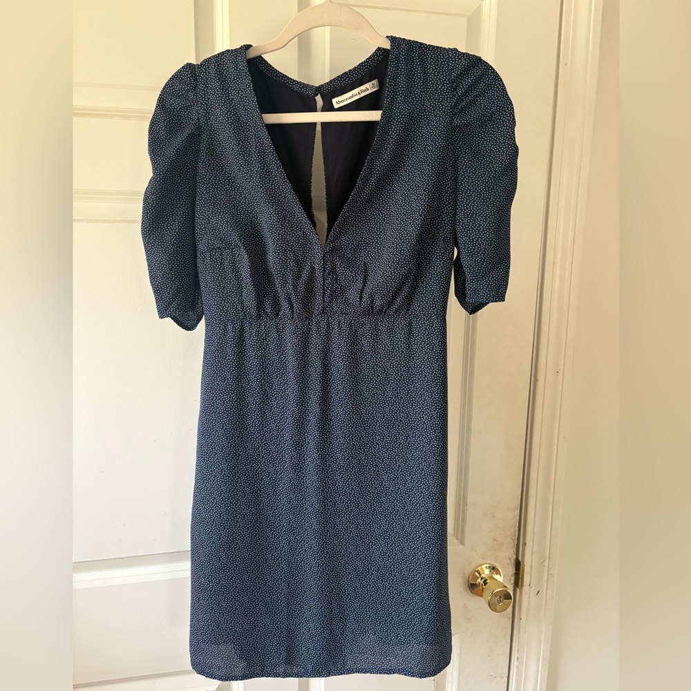 Abercrombie & Fitch Blue Puff Sleeve Sheath Dress